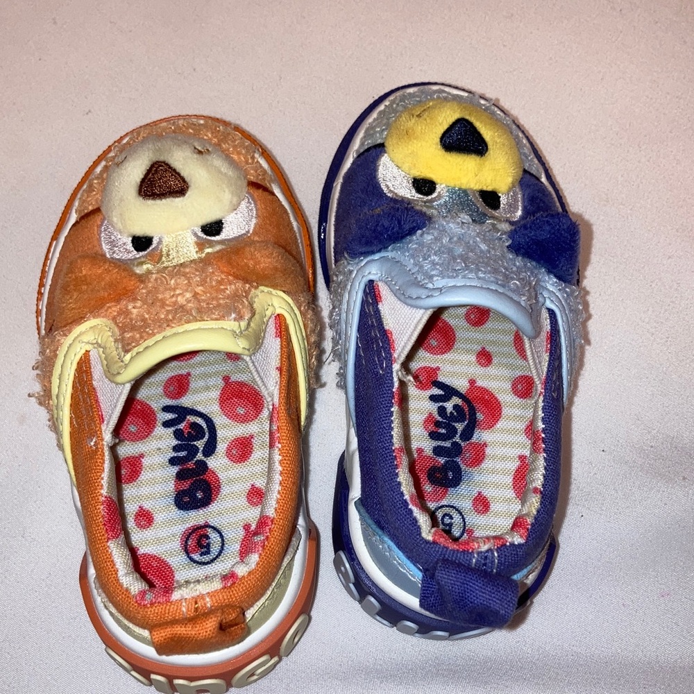 Toddler Bluey & Bingo Sneakers Kids Fuzzy Animal Face Slippers - Blue & Orange - Picture 4 of 8